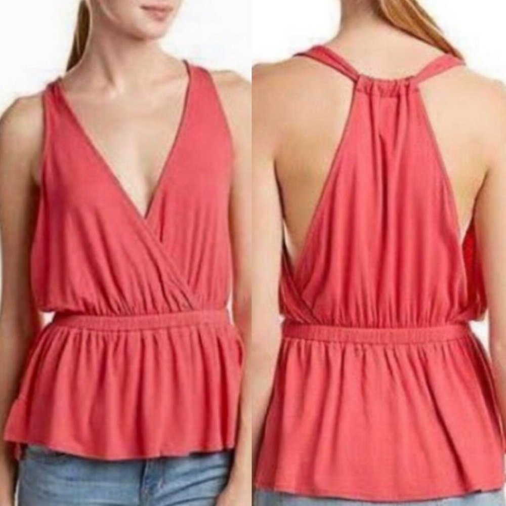 Free People Peplum Tank Top Red Size Large NWT!